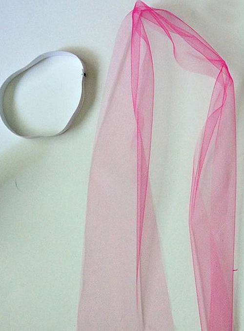 The length has to be twice the length of the skirt, plus 3 cm that will go for making a knots. You will need around 50 strips from tulle with size 20...